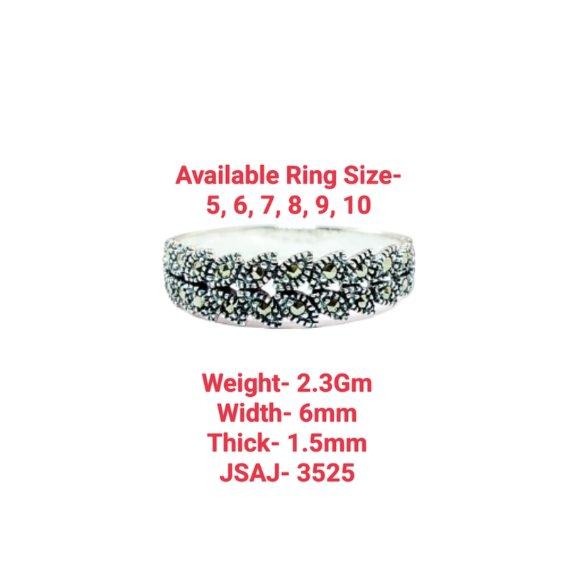 JSAJ MARCASITE LEAF BAND RING