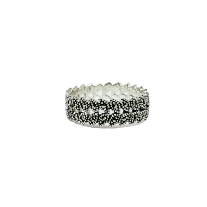 JSAJ MARCASITE FULL LEAF BAND RING
