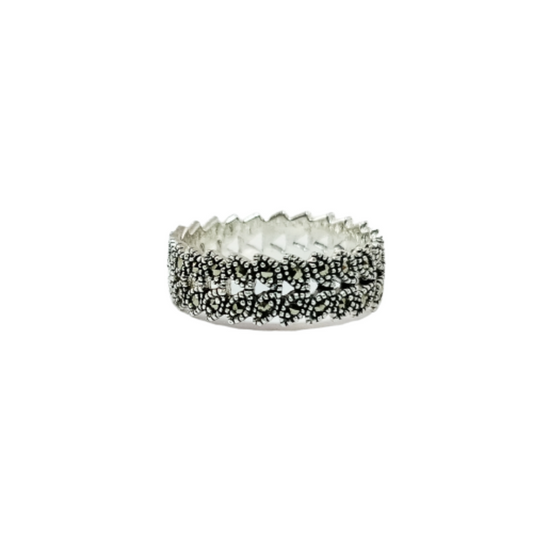 JSAJ MARCASITE FULL LEAF BAND RING