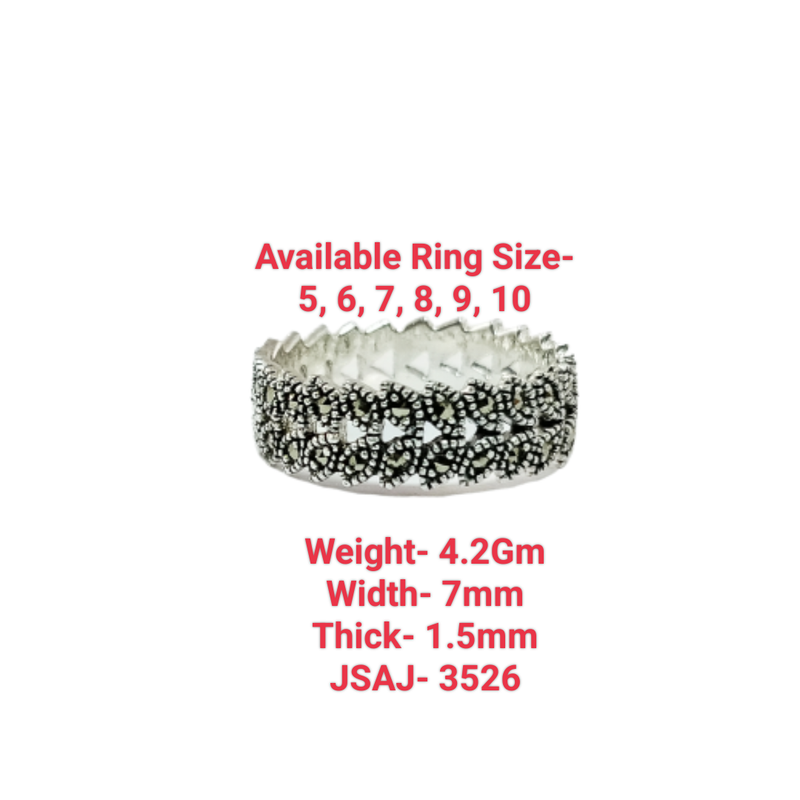 JSAJ MARCASITE FULL LEAF BAND RING