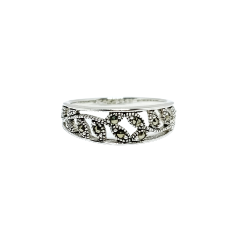 JSAJ MARCASITE ZALI LEAF BAND RING