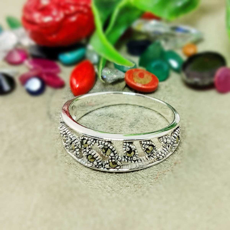 JSAJ MARCASITE ZALI LEAF BAND RING