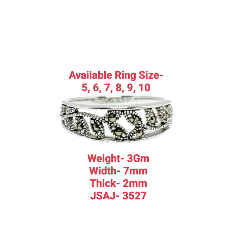 JSAJ MARCASITE ZALI LEAF BAND RING