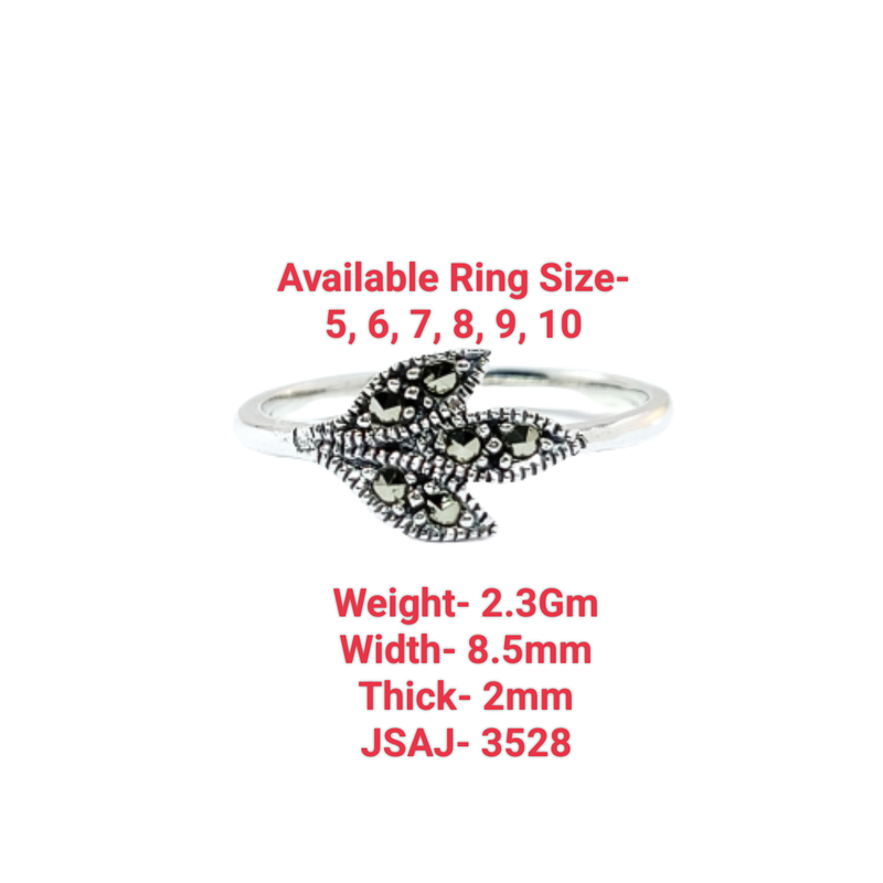 JSAJ MARCASITE LEAF RING