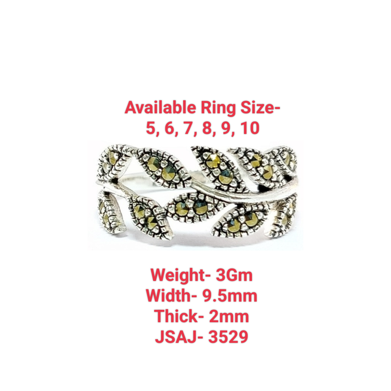 JSAJ MARCASITE LEAF BAND RING