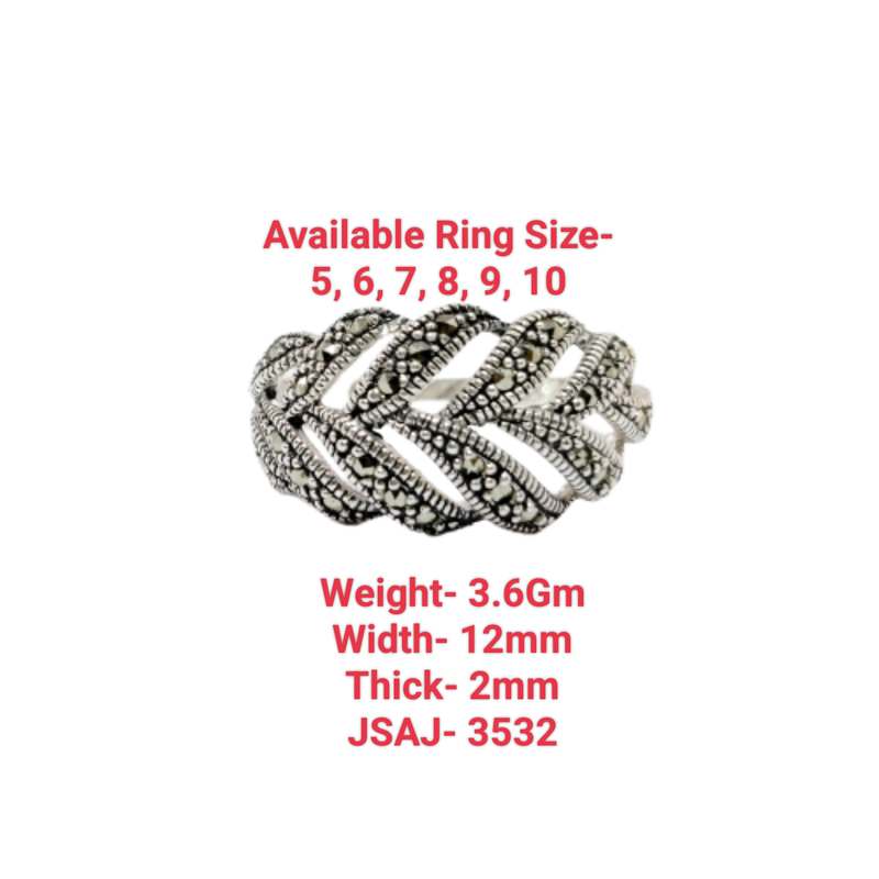 JSAJ MARCASITE LEAF BAND RING