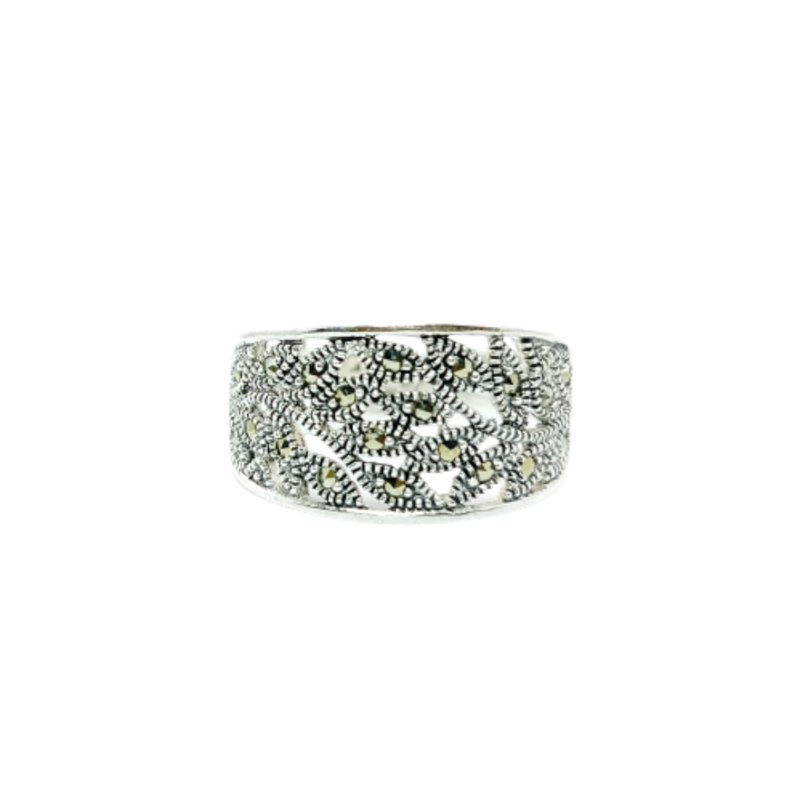 JSAJ MARCASITE LEAF BAND RING