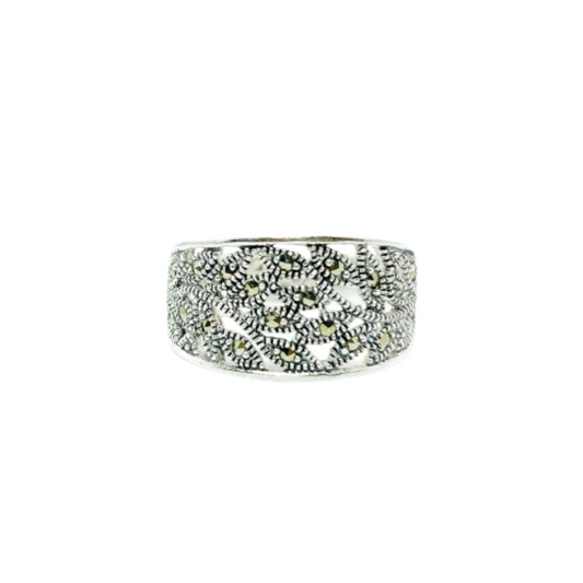 JSAJ MARCASITE LEAF BAND RING