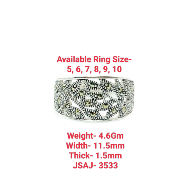 JSAJ MARCASITE LEAF BAND RING