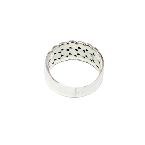 JSAJ MARCASITE 3 LINE LEAF BAND RING