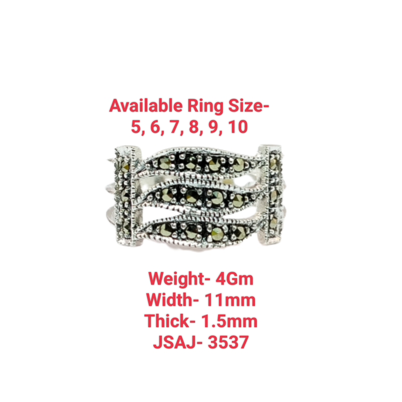 JSAJ MARCASITE 3 LINE BAND RING