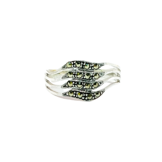 JSAJ MARCASITE 3 LINE BAND RING