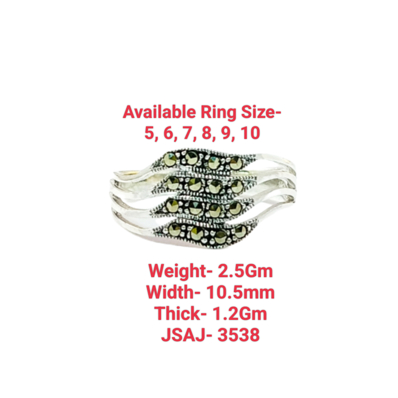 JSAJ MARCASITE 3 LINE BAND RING