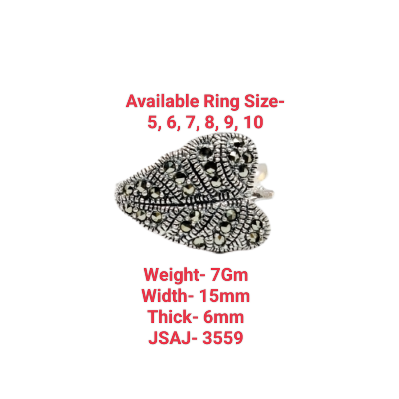 JSAJ MARCASITE LEAF RING