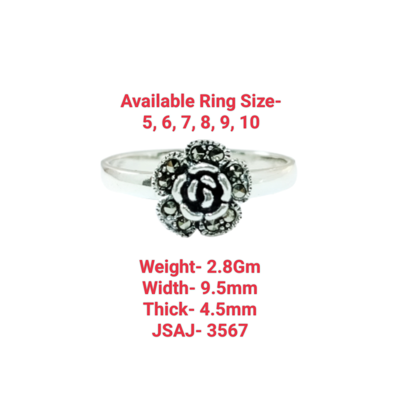 JSAJ MARCASITE FLOWER RING