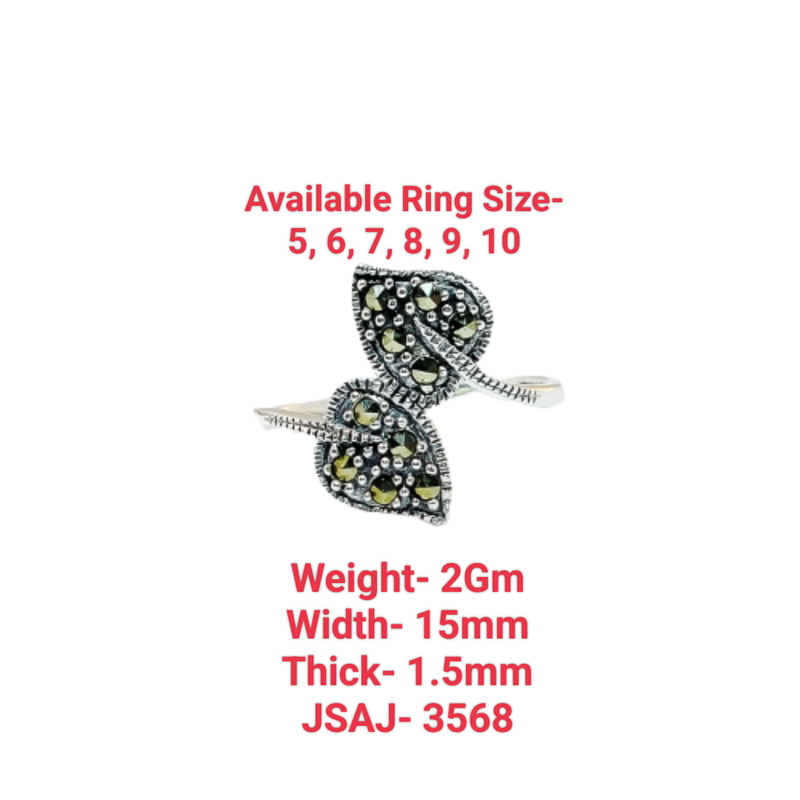 JSAJ MARCASITE LEAF RING