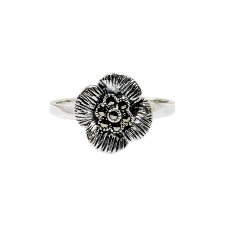 JSAJ MARCASITE FLOWER RING
