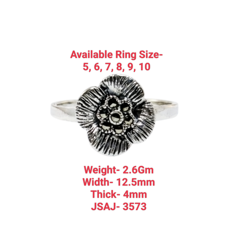 JSAJ MARCASITE FLOWER RING