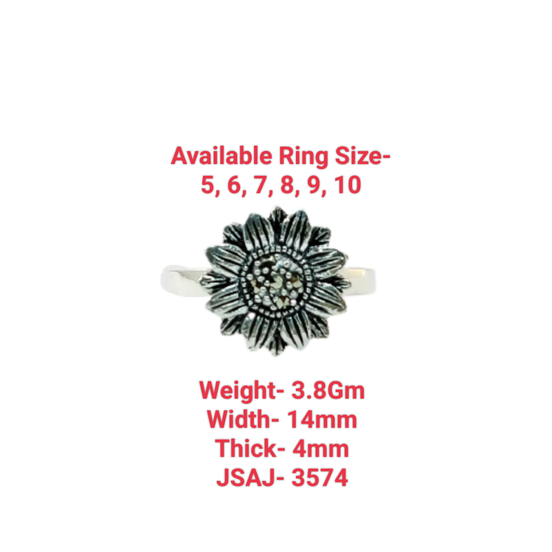 JSAJ MARCASITE SUNFLOWER RING
