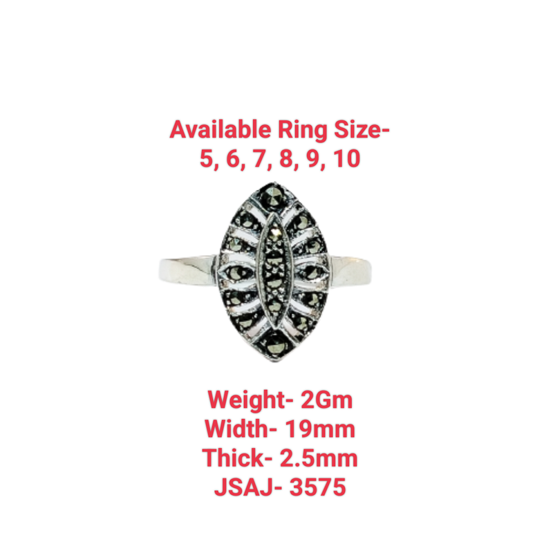 JSAJ MARCASITE RING MARQIS SHAPE