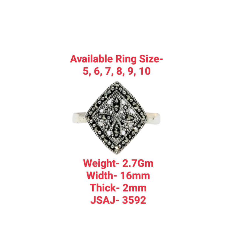 JSAJ MARCASITE RING RHOMBUS SHAPE