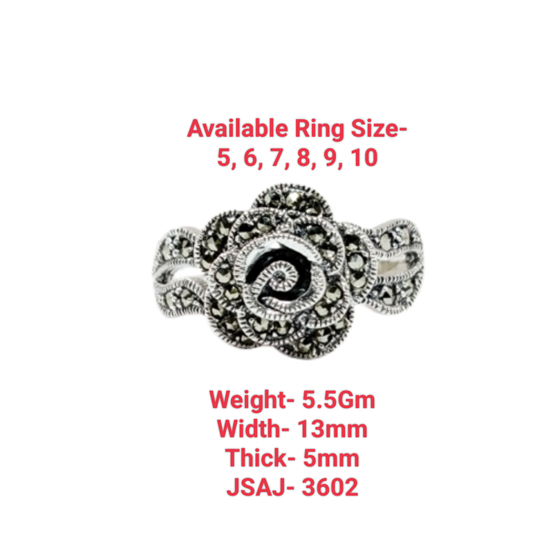 JSAJ MARCASITE ROSE RING