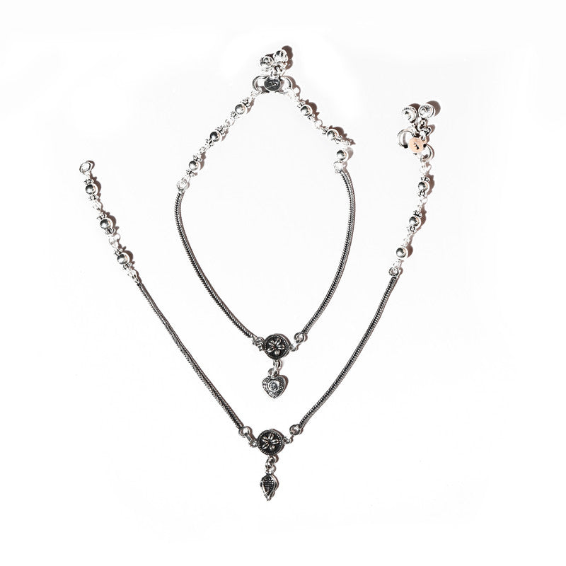 JSAJ Silver 925 Sterling Silver Fox Chain Ball Anklet for Womens Girls handmade Anklet Payal