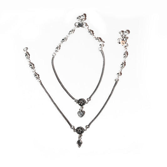 JSAJ Silver 925 Sterling Silver Fox Chain Ball Anklet for Womens Girls handmade Anklet Payal