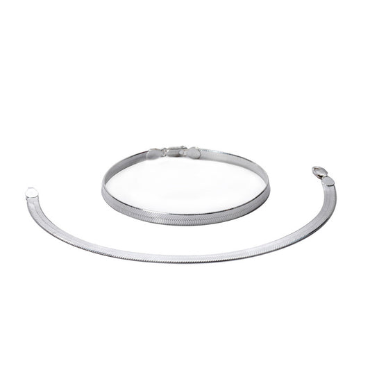 JSAJ Silver 925 Sterling Silver Flat Anklet for Womens Girls handmade Anklet Payal