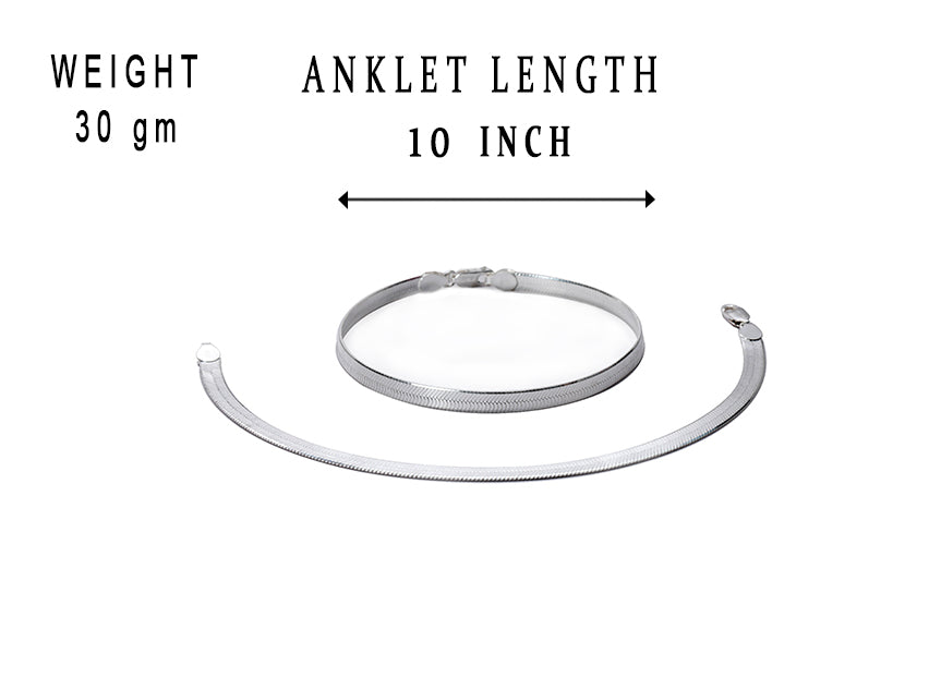 JSAJ Silver 925 Sterling Silver Flat Anklet for Womens Girls handmade Anklet Payal