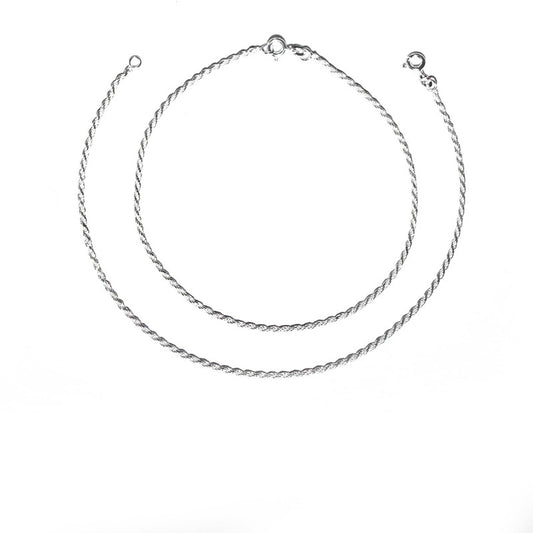 JSAJ Silver 925 Sterling Silver Rope Anklet for Womens Girls handmade Anklet Payal