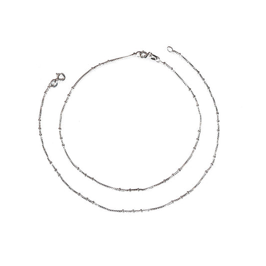 JSAJ Silver 925 Sterling Silver Dotted Box Chain Anklet for Womens Girls handmade Anklet Payal