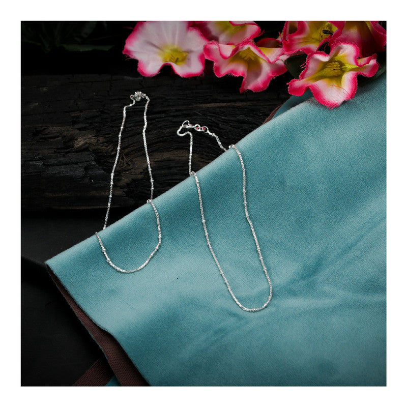 JSAJ Silver 925 Sterling Silver Dotted Box Chain Anklet for Womens Girls handmade Anklet Payal
