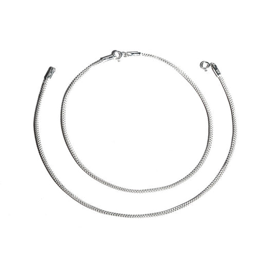 JSAJ Silver 925 Sterling Silver Round JAALI Chain Anklet for Womens Girls handmade Anklet Payal