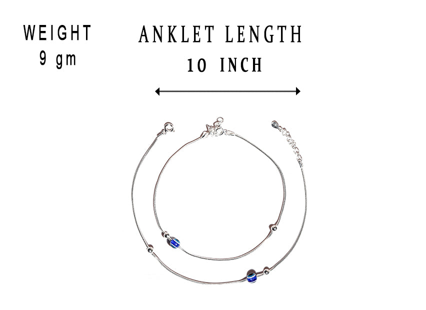 JSAJ Silver 925 Sterling Silver Evil Eye Snake Chain Anklet for WomensGirls handmade Anklet Payal