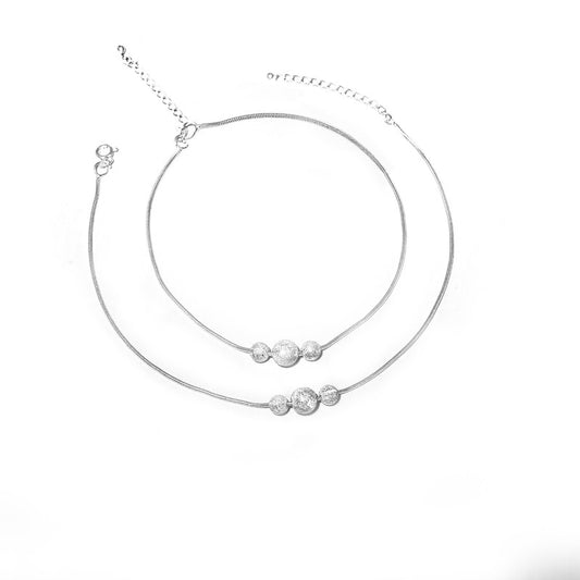 JSAJ Silver 925 Sterling Silver 3 Ball Snake Chain Anklet for Womens Girls handmade Anklet Payal