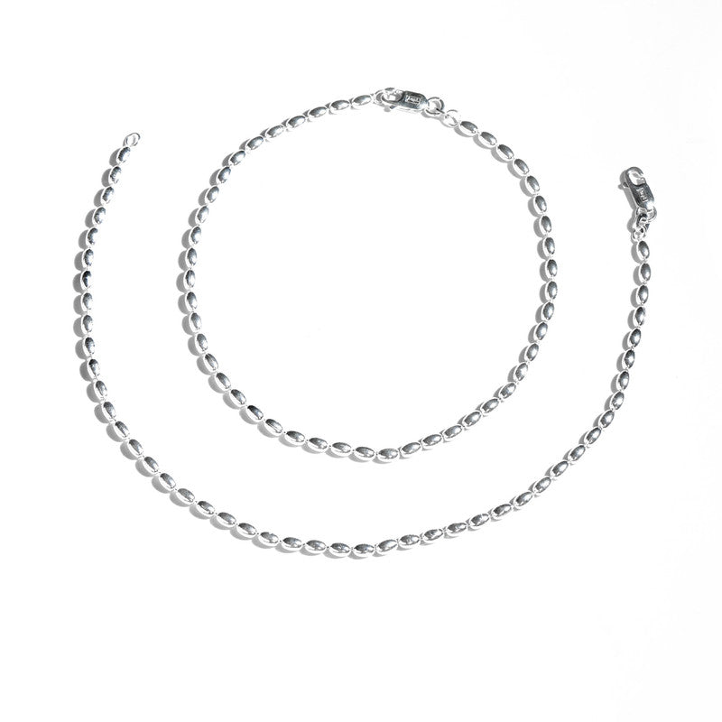 JSAJ Silver 925 Sterling Silver Rice Chain Anklet for Womens Girls handmade Anklet Payal