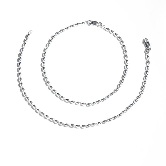 JSAJ Silver 925 Sterling Silver Rice Chain Anklet for Womens Girls handmade Anklet Payal