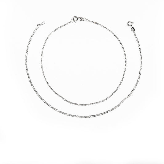JSAJ Silver 925 Sterling Silver Figaro Anklet for Womens Girls handmade Anklet Payal