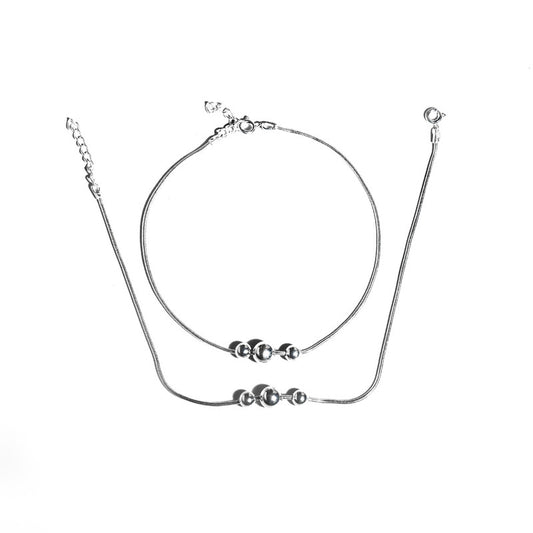 JSAJ Silver 925 Sterling Silver 3 Ball Snake Chain Anklet for WomensGirls handmade Anklet Payal