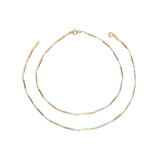 JSAJ Silver 925 Sterling Silver TWO TONE Anklet for Womens Girls handmade Anklet Payal