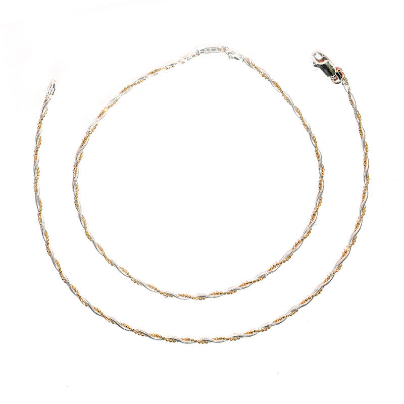 JSAJ Silver 925 Sterling Silver TWO TONE RASSI Anklet for Womens Girls handmade Anklet Payal