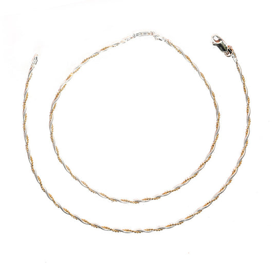 JSAJ Silver 925 Sterling Silver TWO TONE RASSI Anklet for Womens Girls handmade Anklet Payal