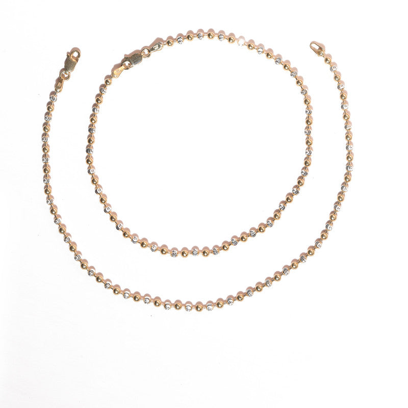 JSAJ Silver 925 Sterling Silver TWO TONE BALL Anklet for Womens Girls handmade Anklet Payal