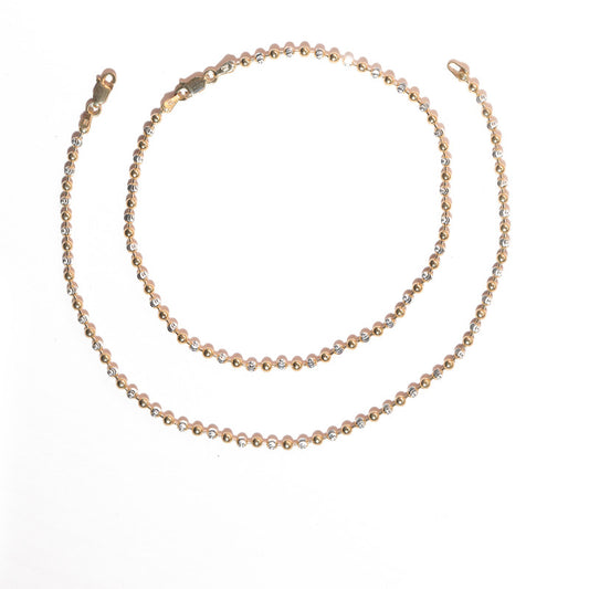 JSAJ Silver 925 Sterling Silver TWO TONE BALL Anklet for Womens Girls handmade Anklet Payal