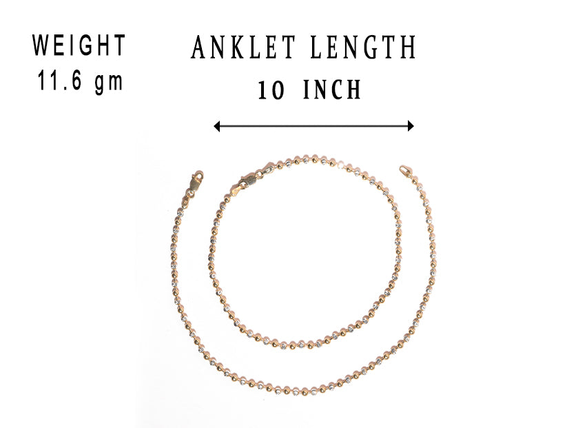 JSAJ Silver 925 Sterling Silver TWO TONE BALL Anklet for Womens Girls handmade Anklet Payal