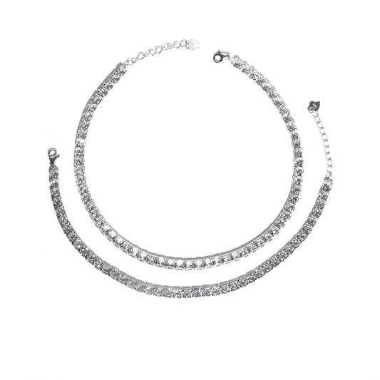 JSAJ Silver 925 Sterling Silver ZIRCONIA STONE Anklet for Womens Girls handmade Anklet Payal