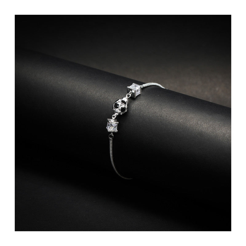 JSAJ Black zerconia ball bracelet 92.5 Sterling Silver White Zercon black Zercon snake chain flexible bracelet for Girls Women's