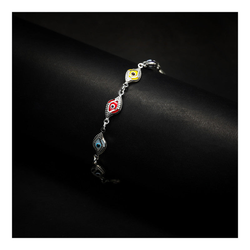 JSAJ Evil Eye bracelet 92.5 Sterling Silver Evil eye flexible bracelet double sided evil eye for Girls Women's Comfortable Durable