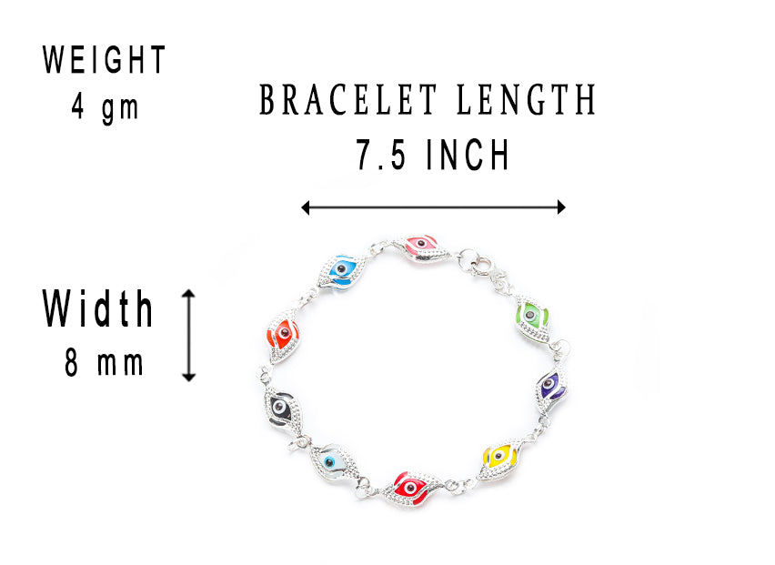JSAJ Evil Eye bracelet 92.5 Sterling Silver Evil eye flexible bracelet double sided evil eye for Girls Women's Comfortable Durable